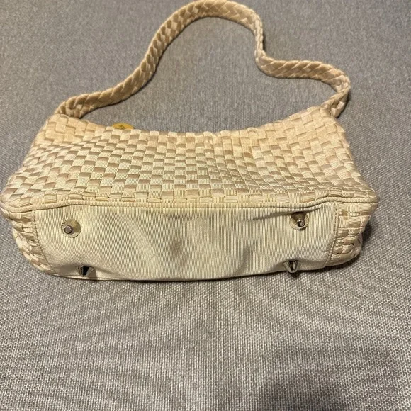The Sak Women's Woven Taupe ribbon Purse Single Strap Zip Closure Lightweight - Picture 4 of 11